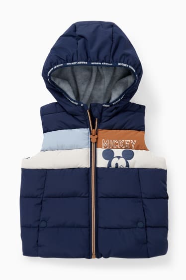 Baby Buben - Micky Maus - Baby-Steppweste mit Kapuze - blau