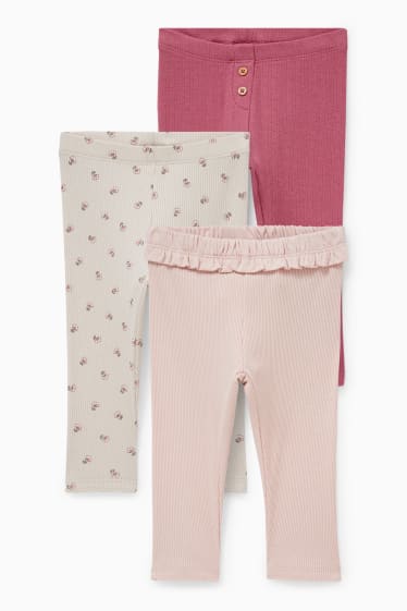 Neonate - Confezione da 3 - leggings neonati - rosa