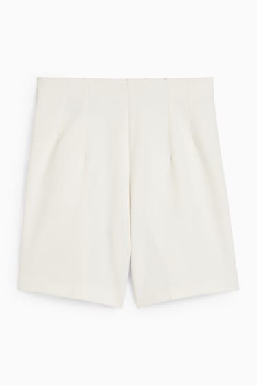Women - Bermuda shorts - high waist - cremewhite