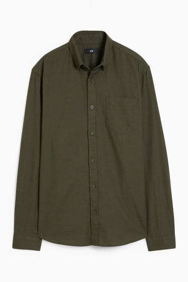 Home - Camisa Oxford - regular fit - button-down - verd fosc