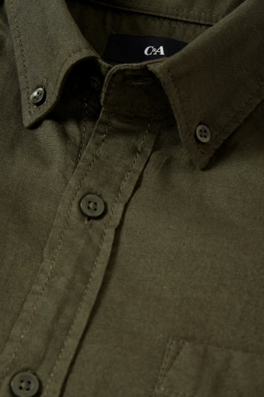 Home - Camisa Oxford - regular fit - button-down - verd fosc
