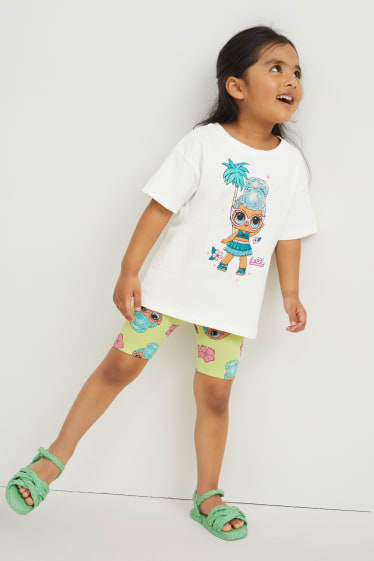 Kinderen - L.O.L. Surprise - set - T-shirt en fietsbroek - crème wit