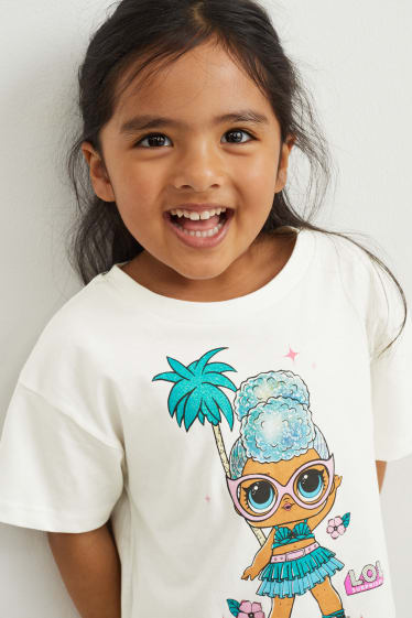 Kinderen - L.O.L. Surprise - set - T-shirt en fietsbroek - crème wit
