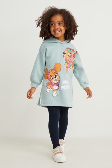 Enfants filles - Pat’ Patrouille - robe en molleton à capuche - vert menthe
