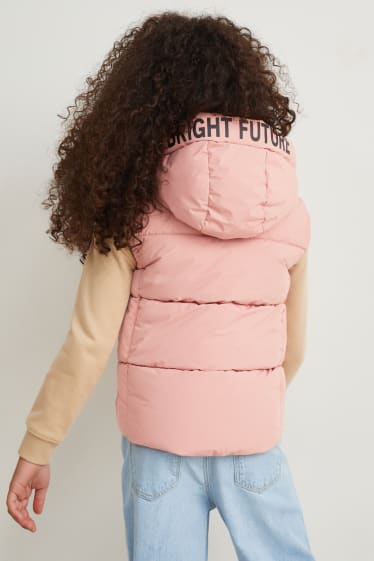 Children - Quilted gilet with hood - waterproof - rose