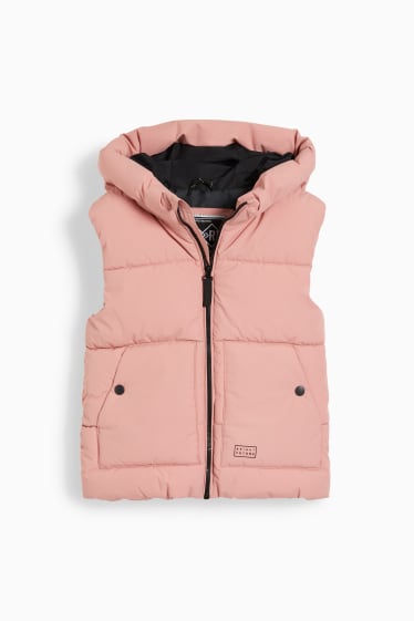 Children - Quilted gilet with hood - waterproof - rose