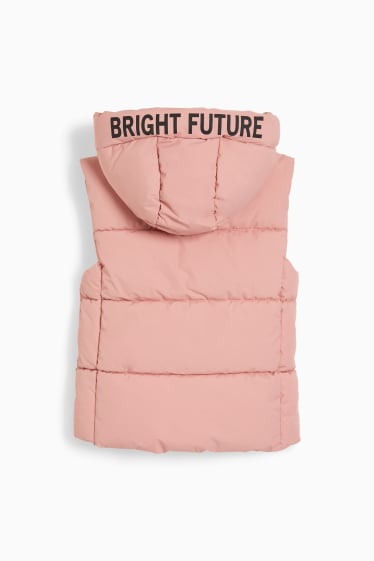 Children - Quilted gilet with hood - waterproof - rose