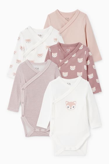 Bébés - Lot de 5 - bodys croisés pour bébé - rose