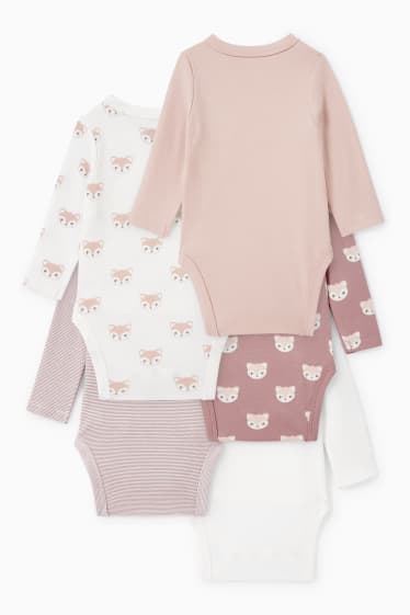 Bébés - Lot de 5 - bodys croisés pour bébé - rose