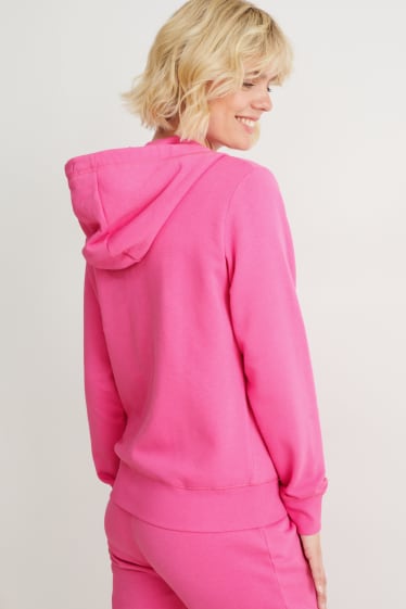 Donna - Felpa basic con zip e cappuccio - fucsia