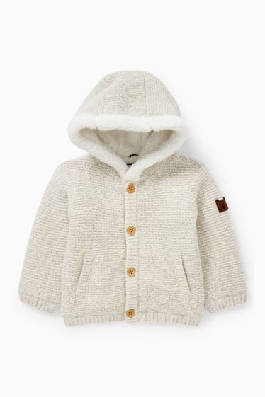 Babys - Baby-Strickjacke mit Kapuze - hellgrau