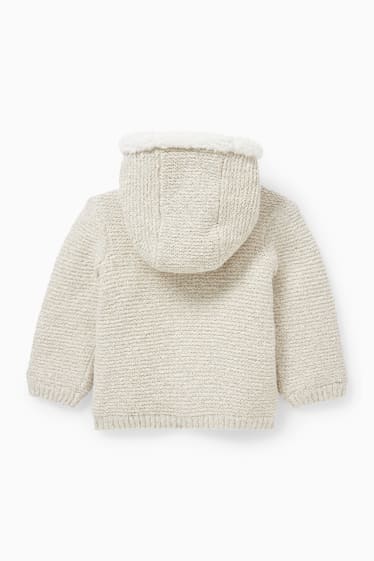 Babys - Baby-Strickjacke mit Kapuze - hellgrau