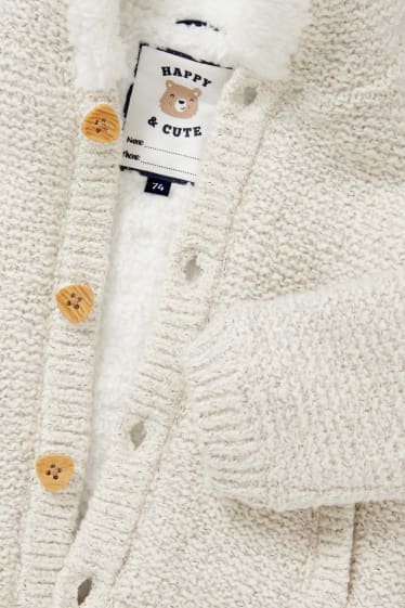 Babys - Baby-Strickjacke mit Kapuze - hellgrau