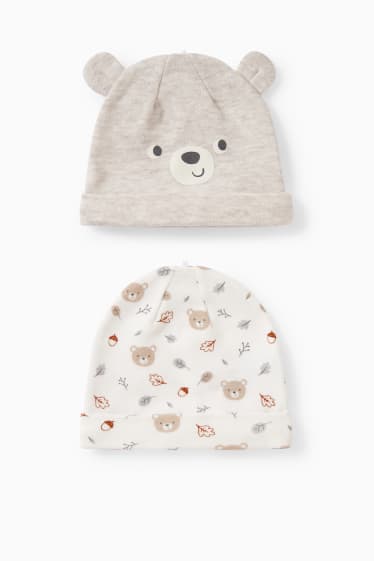 Unisex - Confezione da 2 - berretto neonati - beige chiaro