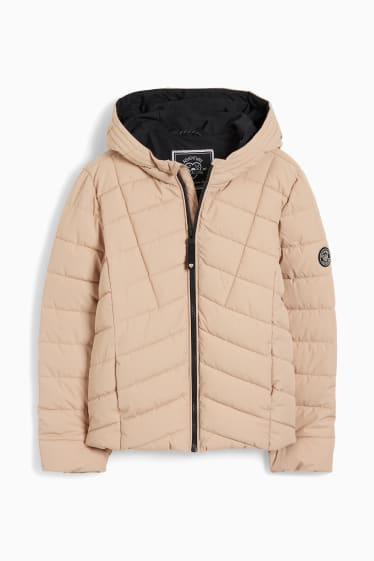 Kinder - Steppjacke mit Kapuze - wasserdicht - beige