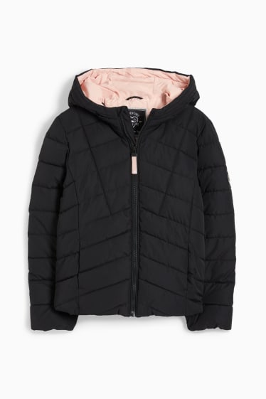 Enfants filles - Doudoune à capuche - imperméable - noir