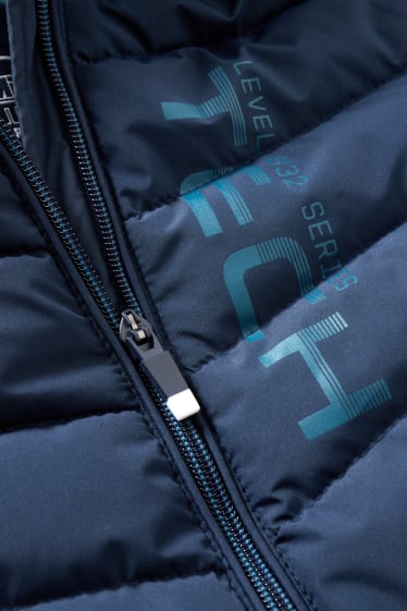 Kinderen: jongens - Gewatteerde jas met capuchon - donkerblauw