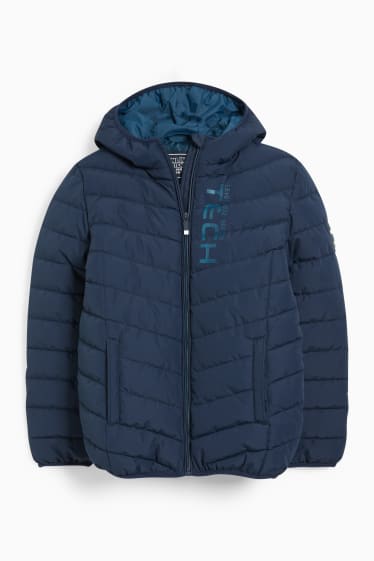 Kinderen: jongens - Gewatteerde jas met capuchon - donkerblauw