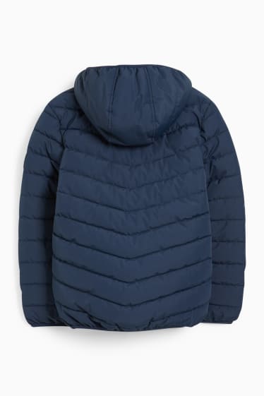 Kinderen: jongens - Gewatteerde jas met capuchon - donkerblauw