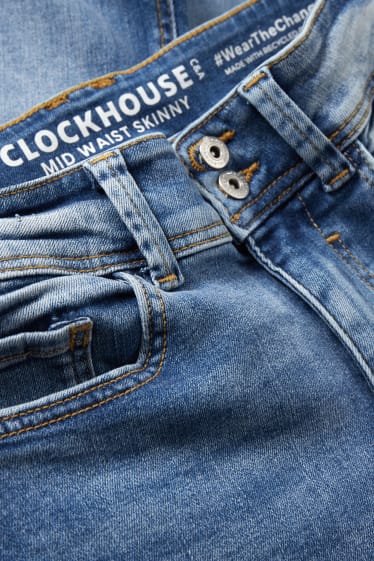 Damen - CLOCKHOUSE - Skinny Jeans - Mid Waist - Push-up-Effekt - jeansblau