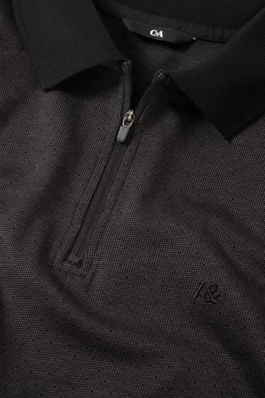 Herren - Poloshirt - gepunktet - schwarz