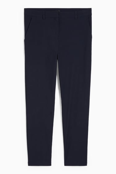 Femmes - Pantalon en toile - mid-waist - slim fit - bleu foncé