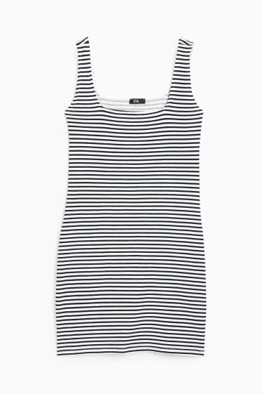 Damen - Figurbetontes Kleid - gestreift - dunkelblau / weiss