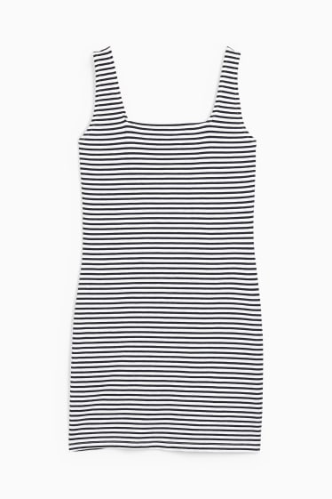 Damen - Figurbetontes Kleid - gestreift - dunkelblau / weiss