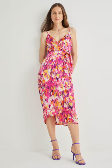 Women - Wrap dress - patterned - pink