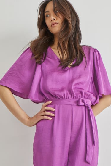 Women - Satin jumpsuit - purple