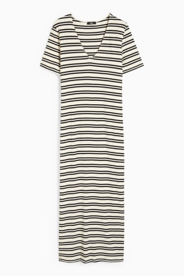 Femmes - Robe moulante - à rayures - bleu foncé / blanc crème