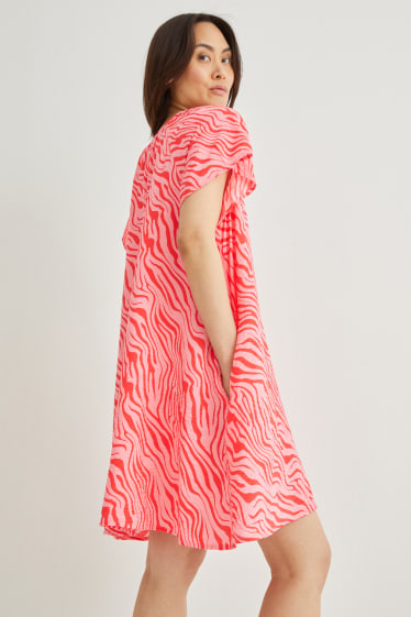 Femmes - Robe évasée - à motif - rose