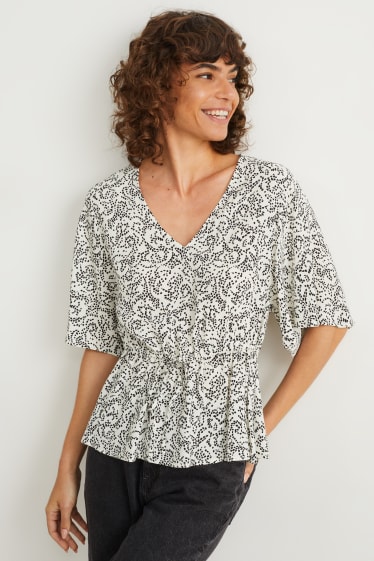 Damen - Bluse - gemustert - cremeweiss