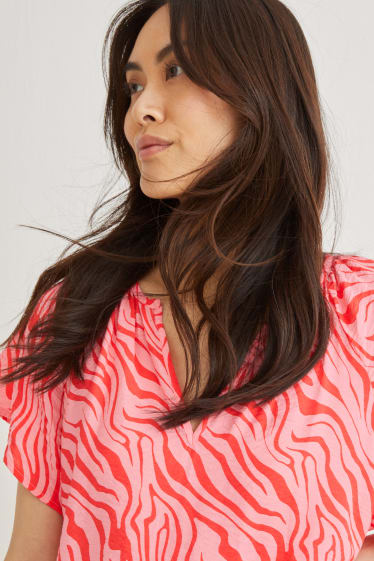 Femmes - Robe évasée - à motif - rose