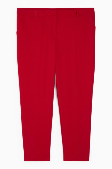 Women - Cloth trousers - mid-rise waist - slim fit - dark red