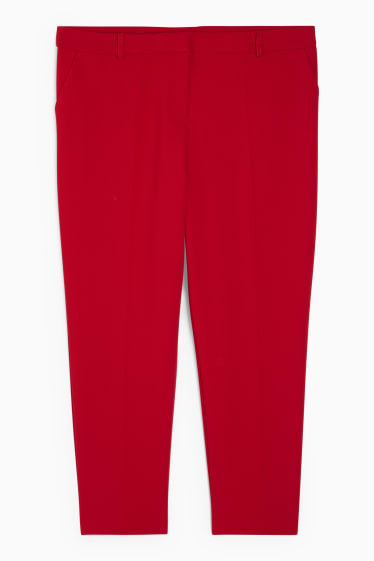 Femmes - Pantalon de toile - mid waist - slim fit - rouge foncé