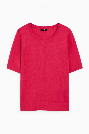 Damen - Strickpullover - kurzarm - pink
