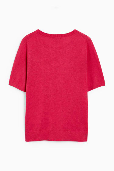 Damen - Strickpullover - kurzarm - pink