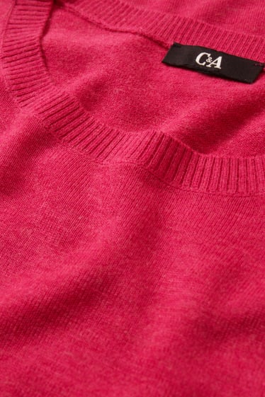 Damen - Strickpullover - kurzarm - pink