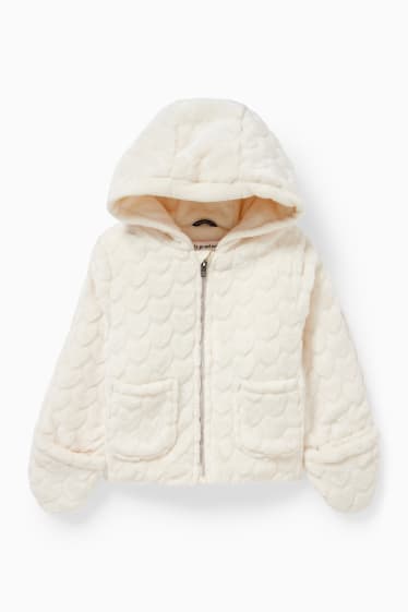 Bébés filles - Veste en polaire à capuche pour bébé - blanc crème