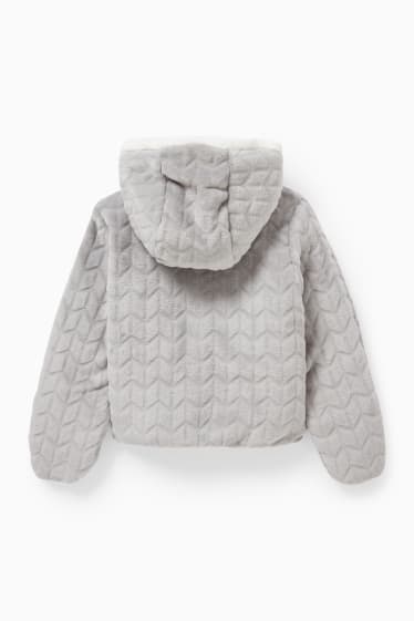 Neonati - Giacca in pile neonati con cappuccio - grigio chiaro