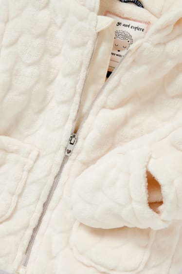 Bébés filles - Veste en polaire à capuche pour bébé - blanc crème
