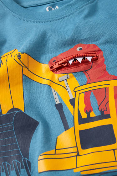 Enfants garçons - Lot de 2 - tractopelles et dinosaures - hauts à manches longues - bleu