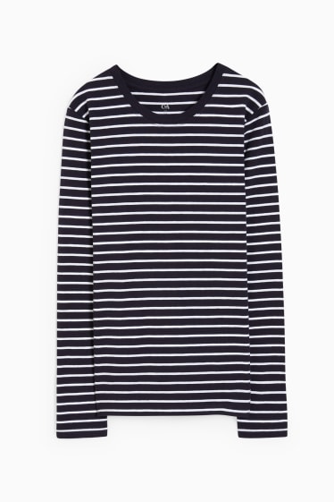 Women - Basic long sleeve top - striped - dark blue