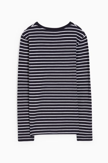 Women - Basic long sleeve top - striped - dark blue