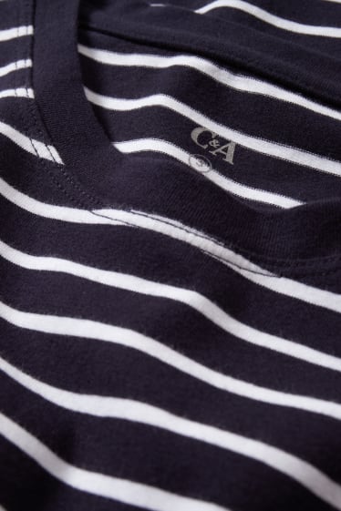 Women - Basic long sleeve top - striped - dark blue
