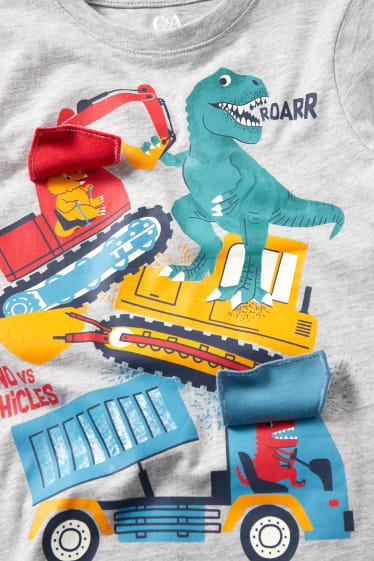 Enfants garçons - Lot de 2 - tractopelles et dinosaures - hauts à manches longues - bleu