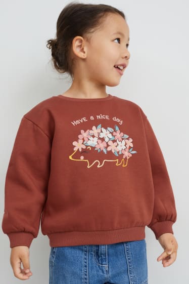 Copii - Bluză de molton - cu flori - maro
