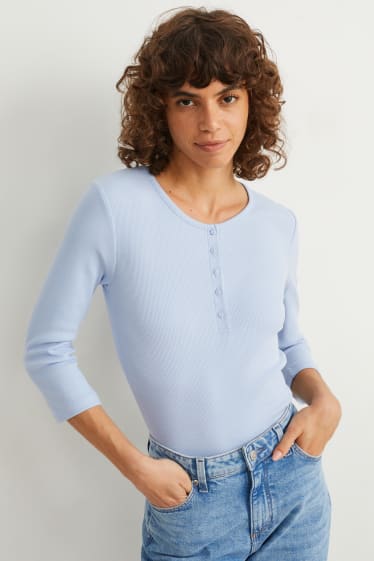Femmes - Haut basique à manches longues - bleu clair