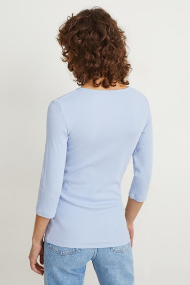 Femmes - Haut basique à manches longues - bleu clair